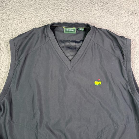 Masters Collection Golf Vest Mens L Black Pullover V-neck Windbreaker Pockets - Picture 1 of 8